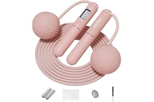 YOTTOY Skipping Ropes for Adults -Cordless Counter Jump Rope with Large Cordless Ball-Weighted Jump Rope for Women with LCD Display