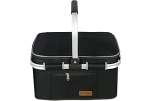 ABIUBIU 35L Kühltasche Einkaufskorb Picknickkorb Große isolierte Kühlkorb Lunchtasche Thermo Tasche für Büro Camping Picknick Reisen Seitenstütze Aufrecht Halten