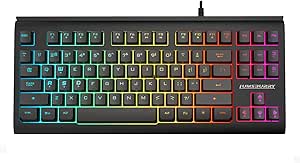 Rainbow LED Backlit 88 Keys Gaming Keyboard(UK Layout), Compact Keyboard with 12 Multimedia Shortcut KeysUSB Wired Keyboard for PC Gamers Office