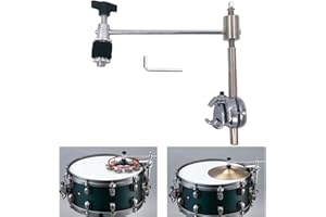 TUOREN Cymbal Hi-Hat Tambourine Percussion Accessory Mount Arm Mounting L-Rod with Bass Drum Hoop Clamp for Snare Drum Effect
