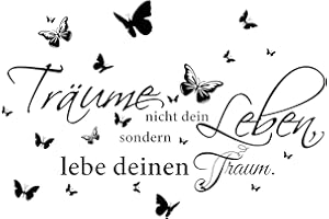FULHANY Wandtattoo Wohnzimmer Modern - Wand Tattoo Selbst Klebend - "TräUme Nicht Dein Leben, Sondern Lebe Deinen Traum" Wandtatoo,Geeignet FüR Die Wanddekoration FüR Schlafzimmer Und Wohnzimmer