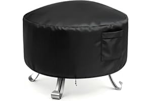 ‎VORHOT VORHOT Feuerschale Abdeckung, Ø97x56cm Wasserdicht Winddicht UV-Beständiges Robustes Oxford-Gewebe Abdeckung Gartenmöbel Rund Schutzhülle Funkenschutz für Feuerstelle, Feuerkorb, Feuertonne, Schwarz