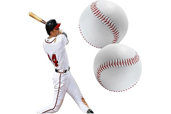 LNGJIN Lot de 2 Balles de Baseball,Ballons de Baseball Cousus à la Main,Baseball Souple de 9 Pouces,Balles de Baseball PU Souple,pour Adultes et Adolescents,Jeu de Baseball Professionnel