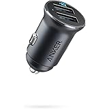 Anker PowerDrive 2 Alloy, Mini Autoladegerät, 24W 4.8A Duales USB-Autoladegerät mit blauem LED-Licht, für iPhone XR / Xs / Ma