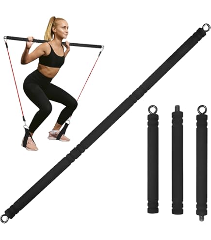 Barra Per Pilates ALongSong Con Elastici - Kit Allenamento Casa Con 6 Bande Resistenza 30-240 Lbs, Video Esercizi - Foto 13