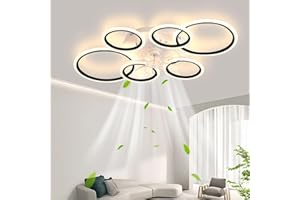 ‎MIIR LED Deckenventilator mit Beleuchtung, 110CM Lampe mit Ventilator Und Fernbedienung APP, 105W Deckenlampe Mit Ventilator Deckenventilator mit Licht, Ceiling Fan Für Schlafzimmer Wohnzimmer,Schwarz