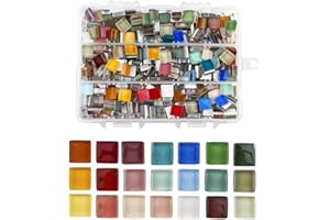WANDIC Carreaux de mosaïque en Verre, 500 grammes de Couleurs Assorties pour décoration de la Maison, Loisirs créatifs, Fournitures de mosaïque de Forme carrée, 1 x 1 cm