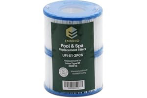 EMBRIIO Cartouche de Rechange pour Pompe de Filtre Type S1 Convient pour Intex 29001E 11692 Bestway PureSpa Jardin Extérieur Piscine Hors Whirlpool Hot Tubs Spa - Eau Propre et Salubre - 2 Pack