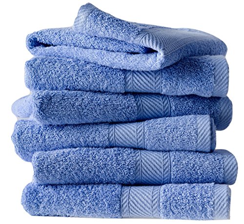 De Witte Lietaer - 194 839, Set di 6 asciugamani da bagno, in cotone, Azzurro (bleu), 100 x 50 cm