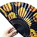 Produktbild Andouy Retro Faltfächer/Handfächer/Papierfächer/Federfächer/Sandelholz Fan/Bambusfächer für Hochzeit, Party, Tanzen(23cm.Schwarz-Kürbis)