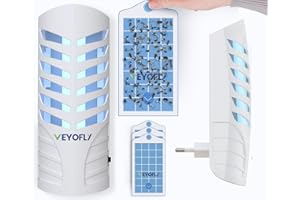 VEYOFLY Piège à Mouche, Piege Moustique, Attrape Mouche, Piege Moustique Interieur, Maison Plus Sûre, Moucherons, Mites, Lumière Anti-Insectes à Brancher (1 Appareils + 3 Cartes de Colle)
