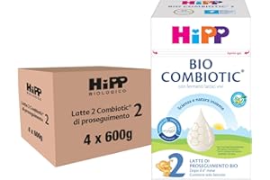 HiPP - Latte 2 Combiotic di Proseguimento Bio, Latte in Polvere per Neonati, Indicato dal 6° Mese Compiuto, 4 Confezioni da 600 g di Latte in Polvere HiPP Combiotic 2