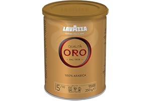 LAVAZZA - Café Moulu Qualità Oro - Café italien - 100 % Arabica - Équilibré & Aromatique - Intensité 5 - Boîte Métal de 250 g