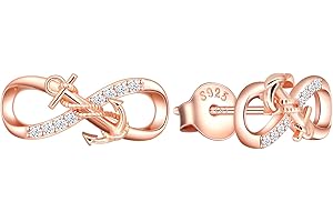 INFINIONLY Women's necklace, Earrings and Bracelet, 925 sterling silver Jewellery Sets, Anchor and infinity symbol jewelry sets, rose gold, Inlaid zircon, Christmas and Birthday gift