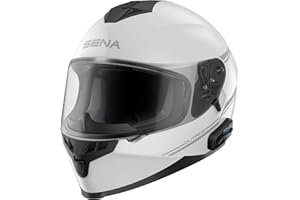 Sena Outride ECE-zertifizierte Motorrad Integralhelm Mir integrierter Bluetooth Intercom und Smartphone-Verbindung (Weiß, L)