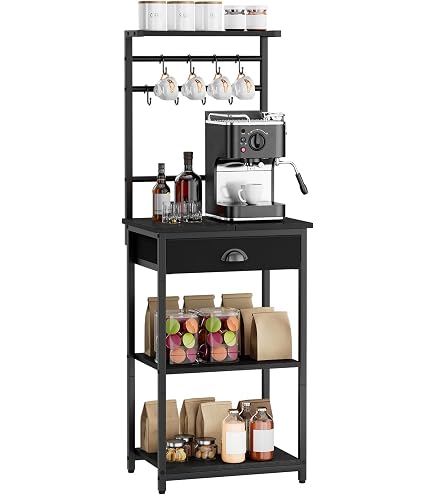 Étagère De Cuisine Autoportante 4 Niveaux - Noir Anthracite, 139x56x30cm, Avec Armoire Et Crochets - 7