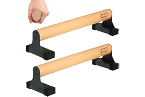 ‎DOUBLE CIRCLE Double Circle Parallettes Liegestützgriffe mit Holzgriffen - Calisthenics Equipment - Rutschfeste Barren für Calisthenics Griffe - Push Up Bars Liegestütze Griff Handstand Griffe