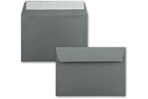 ‎FARBENFROH BY GUSTAV NEUSER 50x Briefumschläge Anthrazit DIN C6 Format 11,4 x 16,2 cm - Haftklebung - Kuverts ohne Fenster - Weihnachten, Grußkarten & Einladungen - Für A6 & A4 Papier