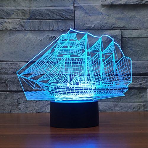 Sailing Boat Marine Ship 3D Lamp Illusion Optical Night Light , Koreyoshi Night Light for Kids Gift Home Decor Touch Switch LED Lamp