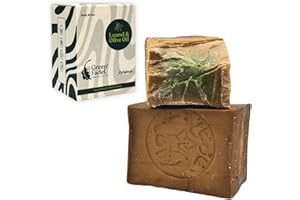 GREEN FADEL Sapone di Aleppo Originale 1 x 200g, Sapone di Aleppo all'Olio d'Oliva e Olio di Alloro, Sapone all'Olio d'Oliva, Sapone Naturale, Aleppo Soap, Fatto a Mano, Vegano, per Viso e Corpo