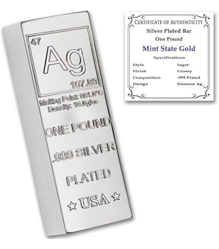 1 Pound Aluminum Bar Bullion Paperweight With Element Design With Certificate Of Authenticity By Mint State Gold, Shiny Grey - View #10