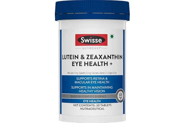 Swisse Eye Health+ with Lutein & Zeaxanthin (Manufactured in Australia) Supports Healthy Vision, Reduces Digital Strain & Fatigue From High Screen Time - 30 Tablets