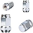 RYBO Set of 4 M12 x 1.5, 19mm Hex Chrome Alloy Wheel Nuts, Compatible With Ford & More