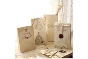 MAKFORT Lot De 12 sacs-cadeaux de Noël Papier kraft Pochette Noël Cadeau Sac Noël 12 x 6 x 22 cm Mariage Anniversaire Fete