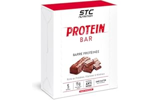 STC NUTRITION - Protein Bar - Barre protéinée enrichie en vitamines & minéraux - Maintien de la masse musculaire - 15g de protéines par barre - Goût chocolat - Etui de 5 barres de 45g