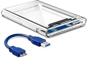 BYCO Box Case Trasparente Tool-Free per SSD Disk Esterno Disco Rigido SATA 2,5” a USB 3.0 [Ottimizzato per SSD, Supporta UASP SATA III] 6Gbps