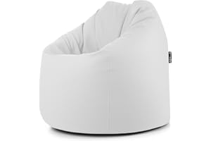 EXTROITALY Sacco Pouf TERA (Bianco) ecopelle Idrorepellente poltrona morbida Diametro 78x78 H.93 cerniera sul fondo Cuciture Rinforzate Riempimento in sfere di Polistirolo