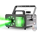 1200W Machine à Fumée avec Télécommande sans fil, Faisceaux 9 LED RGB Lumière de Fête 14 Couleurs Capacité de 1L Machine à Brouillard Portable Stroboscope pour Halloween Mariages Noël Scène