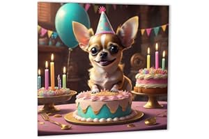 PURPLE FOX Chihuahua kartka urodzinowa uroczy pies 147 x 147 mm