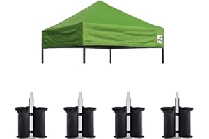 Eurmax Ez Pop-up Canopy Tent Commercial Instant Canopies with 4 Removable Zipper End Side Walls and Roller Bag, Bonus 4 SandBags (10x15, Field Green)