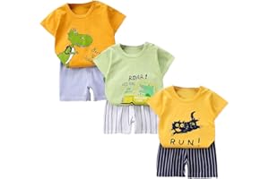 XM-Amigo Set di 3 Magliette a Maniche Corte per Bambini Neonato Ragazzi Ragazzino, a Mezza Manica,Confezione da 6 (6 Mesi-5 Anni)