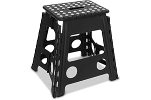 DASHMESH ONLINES Folding Step Stool Lightweight Strong Compact Non-Slip Multi-Purpose Easy Carrying Foldable Stool for Kids & Adults, Kitchen Garden Bathroom (15 Inch Black)