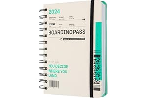 Kokonote Agenda Boarding Pass 2024 - Agenda anual 2024 dos días por página - Agenda pequeña 2024, Planificador diario 2024 - Agenda 2024