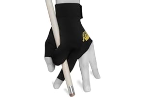 BILLIARD CITY Predator Second Skin Billardhandschuh für linke oder rechte Hand, Schwarz mit gelbem Logo