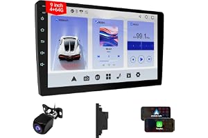 Haudio 9 Inch 2 Din Bilstereo med Apple Carplay och Android Auto, bilstereo med HD Backupkamera, GPS-Navigering, Bluetooth, R