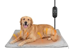 Glovios Tappetino Riscaldante per Gatti e Cani,Tappeto Riscaldante per Animali Domestici con 5 Timer& 6 Livelli Temperatura 30-55℃,Coperta Termica Gatto Cani Anti-Morso Impermeabile,Lavabile,40*70cm