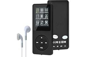 Reproductor de música digital Lychee Upgrade, 8 GB, sonido Hi-Fi portátil con vídeo, grabación de voz, radio FM y lector de eBooks, compatible hasta 64 GB (negro)