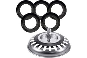 JEZIORO 5PCS Franke Sink Plug Rubber Seal O-Rings Washers Gasket Pipe Waste Basin Click Plugs Bath for Basket Strainer for 78 79 80 82 83mm Kitchen Drain Sealing Universal Replacement Accessories (Convex)