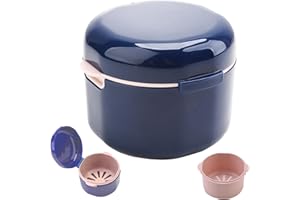 KODWIS Caja Dentadura Postiza, Caja Dentadura Postiza Caja Guardar Dientes Caja de Baño Estuche para Dentadura con Colador para Dientes Postizos Caja para Ortodoncia (Azul) Soporte para férula dental
