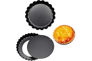 CRLLDPM 2 Pezzi Stampo Crostata Fondo Removibile, Antiaderente Teglia Crostata 8 cm Stampo per Crostate, Teglia per Crostata Quiche Torta, Stampi per Crostatine Acciaio al Carbonio