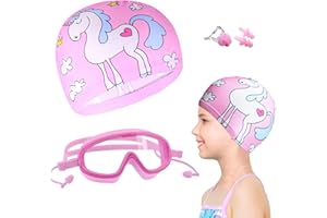 Furforstk masque piscine enfant 3-15 ans lunette piscine enfant, lunettes natation, lunette natation Avec bonnets de bain, pince-nez, bouchons d’oreille