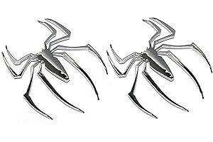 ZOOENIE Confezione da 2 adesivi a forma di ragno 3D in metallo lucido, autoadesivi in rilievo, per auto, moto, notebook, porta di casa, frigorifero