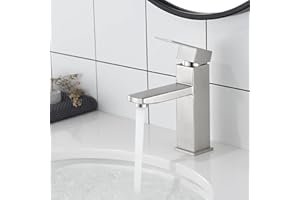 XWIHTR Warm- und Kalt-Badmischer aus Edelstahl mit leisem Keramikschieber, Einhebelmischer, wassersparender Mischbatterie für Badezimmer, Waschbecken, kleine Küchen usw. (Gebürstet)