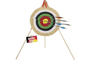 ‎BSW STRONGHOLD Stronghold Strohzielscheibe - 50x50x5cm + Ständer im Set Zielscheibe Bogenschießen für Kinder und Erwachsene Bogensport Schießscheibe für Pfeil und Bogen