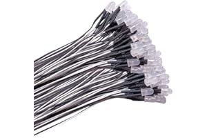 YIXISI 100 Pièces 12V Diodes LED Pre-Wired Round Top Ampoule Lampe, 5mm Diode Ampoule, Lumière Diffusée Lentille Colorée Petites Lampes à LED (Blanc)