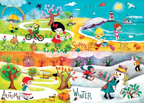 Happy Spaces (70 x 50 x 2 cm) Kids Wall Art Canvas Print The Seasons by Gaia Marfurt